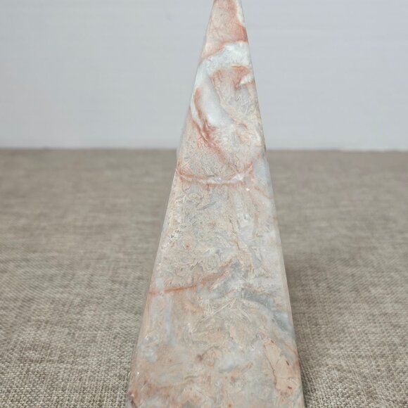 Vintage Obelisk Onyx Stone White Pink Salmon Tan Gray Hand Carved Mexico - Picture 2 of 7